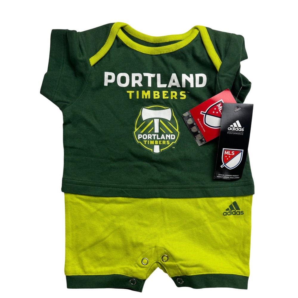 Adidas Portland Timbers MLS Baby Romper Green Yellow 0/3M Bodysuit‎ NEW
